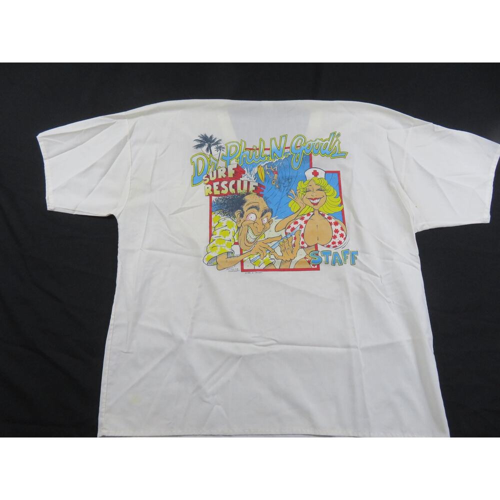 Dr. Phil n goods Surf Rescue K. taylor design Scrub Style Pocket Shirt Sz XL 80s